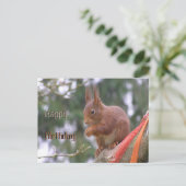 かわいい座ったリス 誕生日ポストカード ポストカード (スタンド正面)