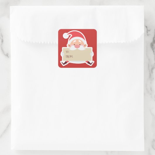 かわいい座ってサンタのクリスマスギフトシール スクエアシール (バッグ)