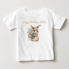かわいい庭のウサギ 誕生日おめでとうTシャツ ベビーTシャツ