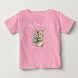 かわいい庭のウサギ 誕生日おめでとうTシャツ ベビーTシャツ