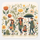 かわいい庭のシール スクエアシール (正面)