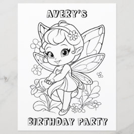 かわいい庭の妖精の誕生日ぬりえアクティビティ