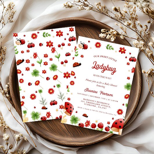 かわいい庭の小さな虫の赤ちゃんシャワー 招待状