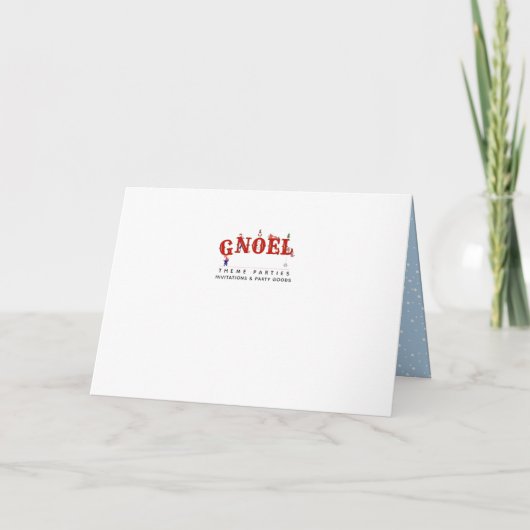 かわいい庭の小人ノエルクリスマス家族写真 シーズンカード (裏面)