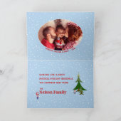 かわいい庭の小人ノエルクリスマス家族写真 シーズンカード (内部)