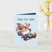 かわいい庭の小人好きな人たちよ、テキストを追加して！ カード (黄色い花)