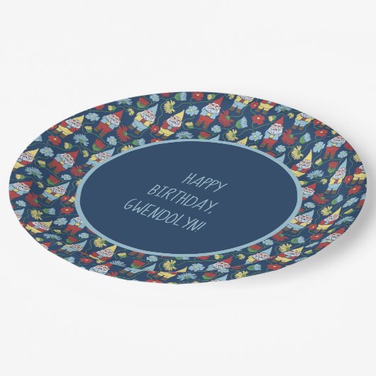 かわいい庭の格言と花パーソナライズされた ペーパープレート (アングル)