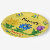 かわいい庭の花々 チューリップ ひまわり 青いデイジー ペーパープレート (アングル)