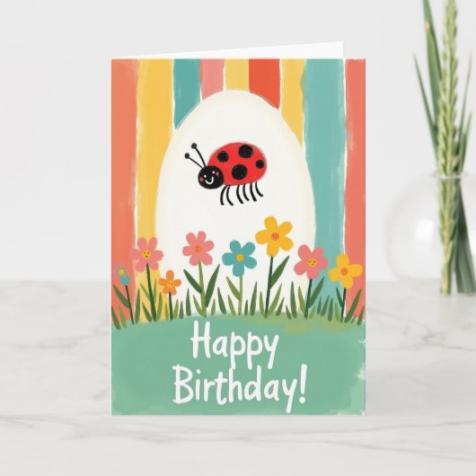 かわいい庭の花の誕生日カード カード (正面)