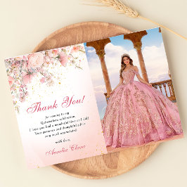 かわいい庭の花 Sweet 16 お礼のカード 招待状