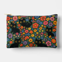 かわいい庭の芸術 | かわいい黒猫の花柄