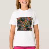 かわいい庭の芸術 | かわいい黒猫の花柄 Tシャツ (正面)