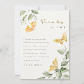 かわいい庭の葉蝶の赤ちゃんシャワー サンキューカード (正面)