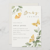 かわいい庭の葉蝶の赤ちゃんシャワー 招待状 (正面/裏面)