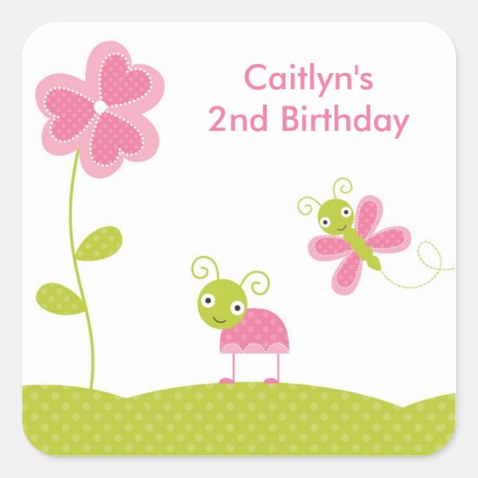 かわいい庭の虫シール スクエアシール (正面)