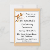 かわいい庭の鳥のカップル 結婚記念日 招待状 (裏面)