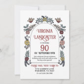 かわいい庭90thシャワーバイメール誕生日 招待状 (正面)