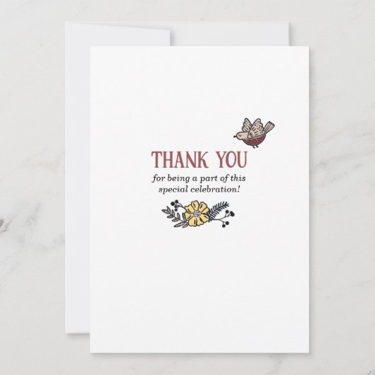 かわいい庭90thシャワーバイメール誕生日 招待状 (裏面)