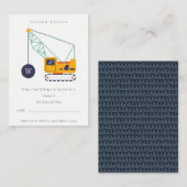 かわいい建築クレーンおむつラッフルベビーシャワー エンクロージャーカード (正面/裏面)