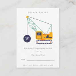 かわいい建築クレーンおむつラッフルベビーシャワー エンクロージャーカード