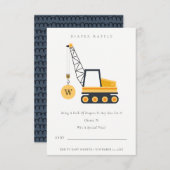 かわいい建築クレーンおむつラッフルベビーシャワー エンクロージャーカード (正面/裏面)