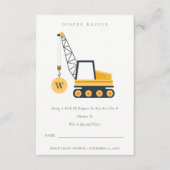 かわいい建築クレーンおむつラッフルベビーシャワー エンクロージャーカード (正面)