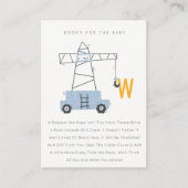 かわいい建築クレーンのベビーシャワー用ブック エンクロージャーカード (正面)
