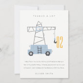 かわいい建築クレーンキッズ任意の年齢誕生日 サンキューカード (正面)