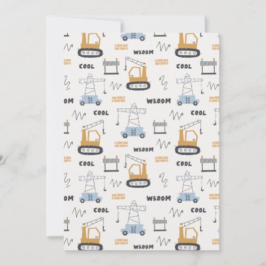 かわいい建築クレーンキッズ任意の年齢誕生日 サンキューカード (裏面)