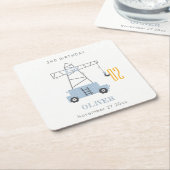 かわいい建築クレーンキッズ任意の年齢誕生日 スクエアペーパーコースター (アングル)