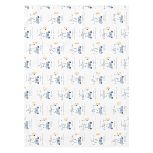 かわいい建築クレーンキッズ任意の年齢誕生日 テーブルクロス (正面)