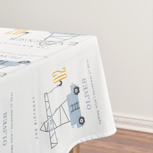 かわいい建築クレーンキッズ任意の年齢誕生日 テーブルクロス (インサイチュ)