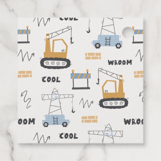 かわいい建築クレーンキッズ任意の年齢誕生日 フェイバータグ (裏面)