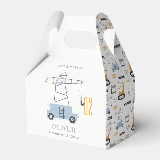 かわいい建築クレーンキッズ任意の年齢誕生日 フェイバーボックス (正面サイド)
