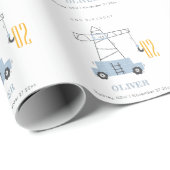 かわいい建築クレーンキッズ任意の年齢誕生日 ラッピングペーパー (ロールコーナー)