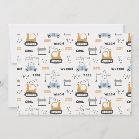 かわいい建築クレーンフォトエイジ誕生日 サンキューカード (裏面)