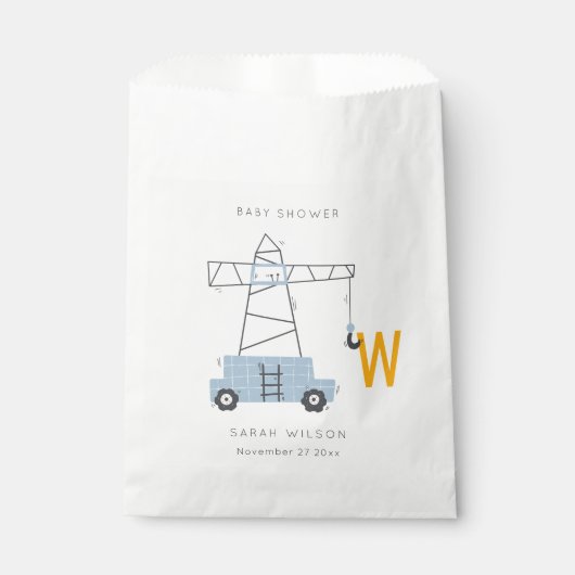 かわいい建築クレーンボーイズアーバンベイビーシャワー フェイバーバッグ (正面)