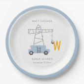 かわいい建築クレーンボーイズアーバンベイビーシャワー ペーパープレート (正面)