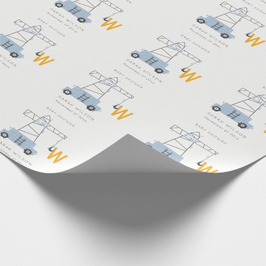 かわいい建築クレーンボーイズアーバンベイビーシャワー ラッピングペーパー (角)