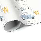 かわいい建築クレーンボーイズアーバンベイビーシャワー ラッピングペーパー (ロールコーナー)