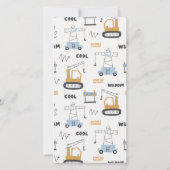 かわいい建築クレーンボーイズベビーシャワー招待状 サンキューカード (裏面)