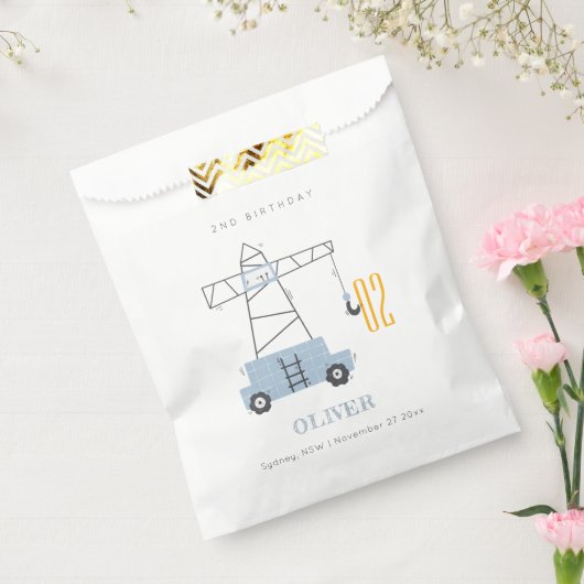 かわいい建築クレーン任意の年齢誕生日 フェイバーバッグ (封をした状態)