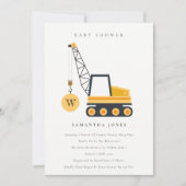 かわいい建築クレーン車ベビーシャワー招待状 サンキューカード (正面)