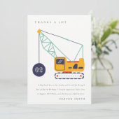 かわいい建築クレーン車Any年齢誕生日 サンキューカード (スタンド正面)