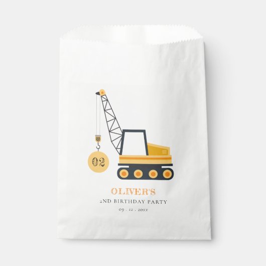 かわいい建築クレーン車Any年齢誕生日 フェイバーバッグ (正面)