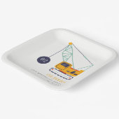 かわいい建築クレーン車Any年齢誕生日 ペーパープレート (傾斜あり)