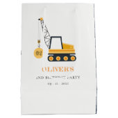 かわいい建築クレーン車Any年齢誕生日 ミディアムペーパーバッグ (裏面)