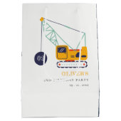 かわいい建築クレーン車Any年齢誕生日 ミディアムペーパーバッグ (裏面)