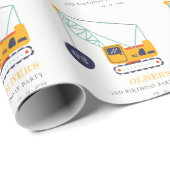 かわいい建築クレーン車Any年齢誕生日 ラッピングペーパー (ロールコーナー)