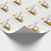 かわいい建築クレーン車Any年齢誕生日 ラッピングペーパー (角)